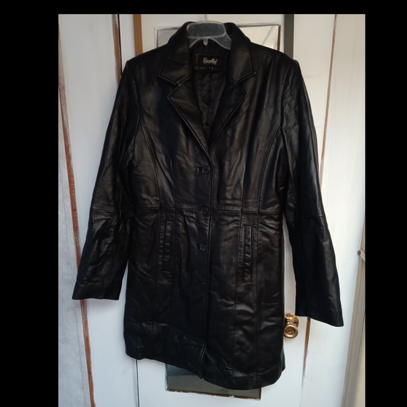 Women's Leather Button Front Stroller Jacket - Large (L) - Picture 1 of 11